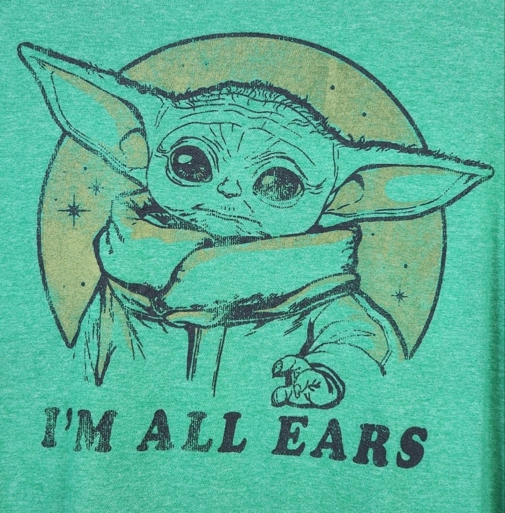 Star Wars Yoda Graphic T Shirt Green “I’m All Ears” Short Sleeve XL - Picture 4 of 7